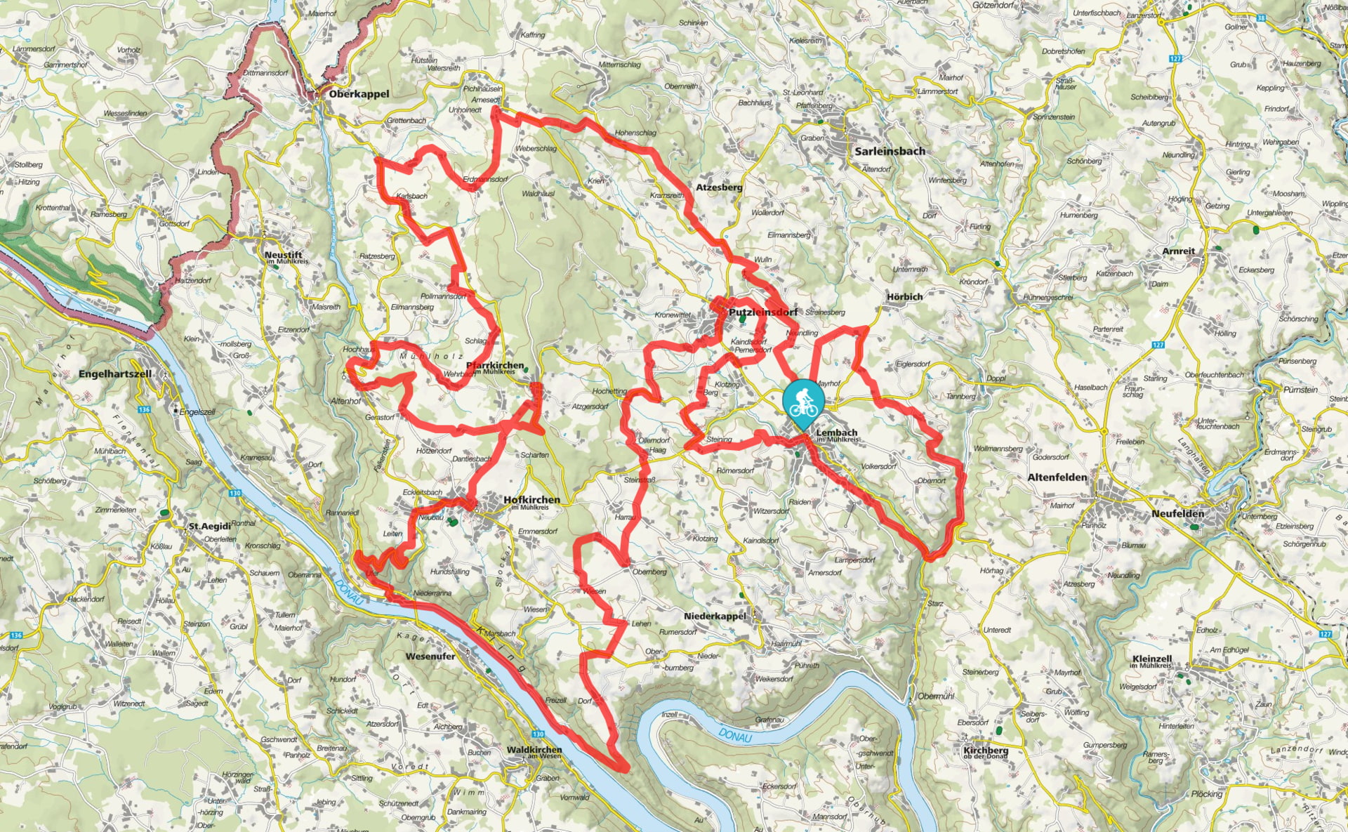 Karte der Donau-Ameisberg Runde | Riverresort Hotel Donauschlinge